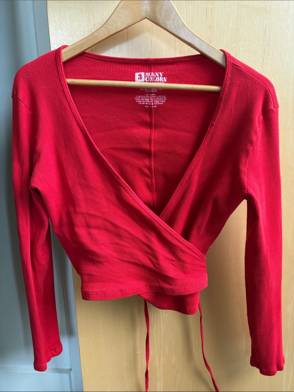 Big Bud Press Red Wrap Ribbed Crop Top